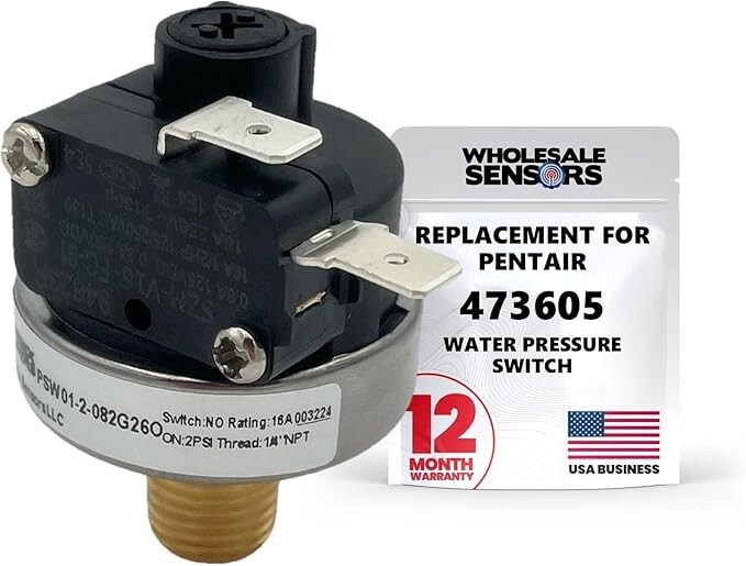 Pentair 473605 Replacement Water pressure Switch for Pool & Spa Heaters
