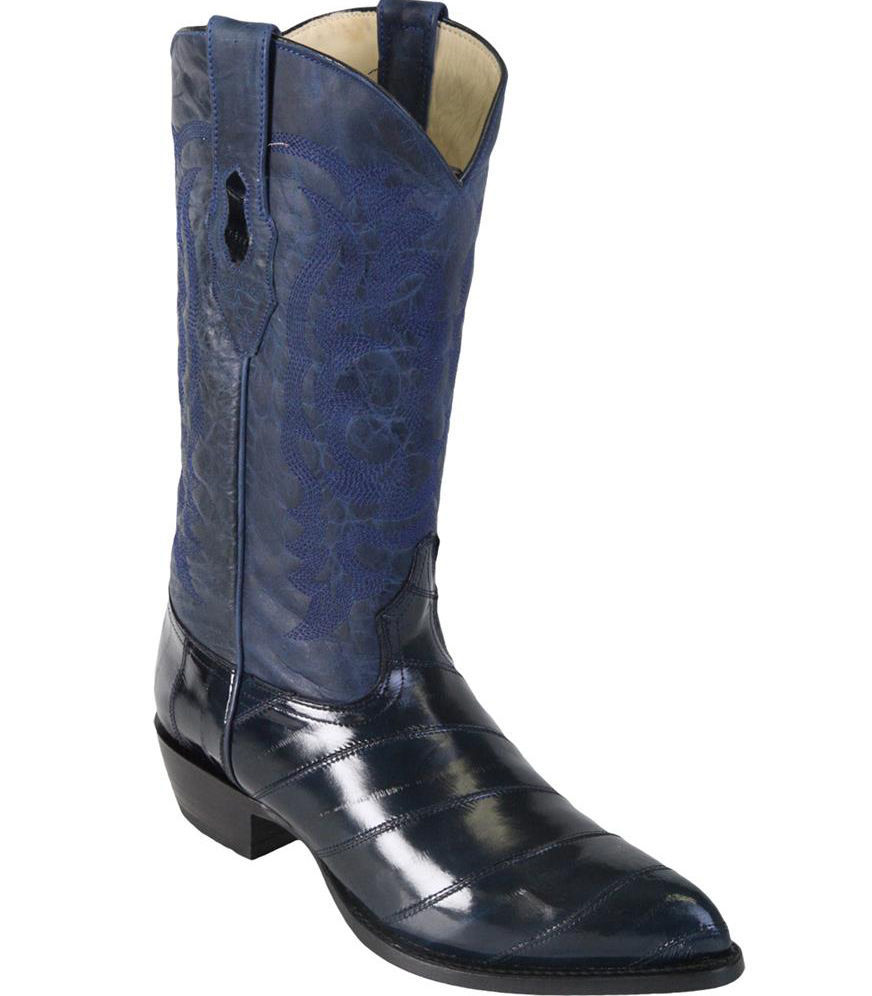 LOS ALTOS MEN NAVY BLUE GENUINE EEL WESTERN COWBOY BOOT J-TOE (EE+) 990810