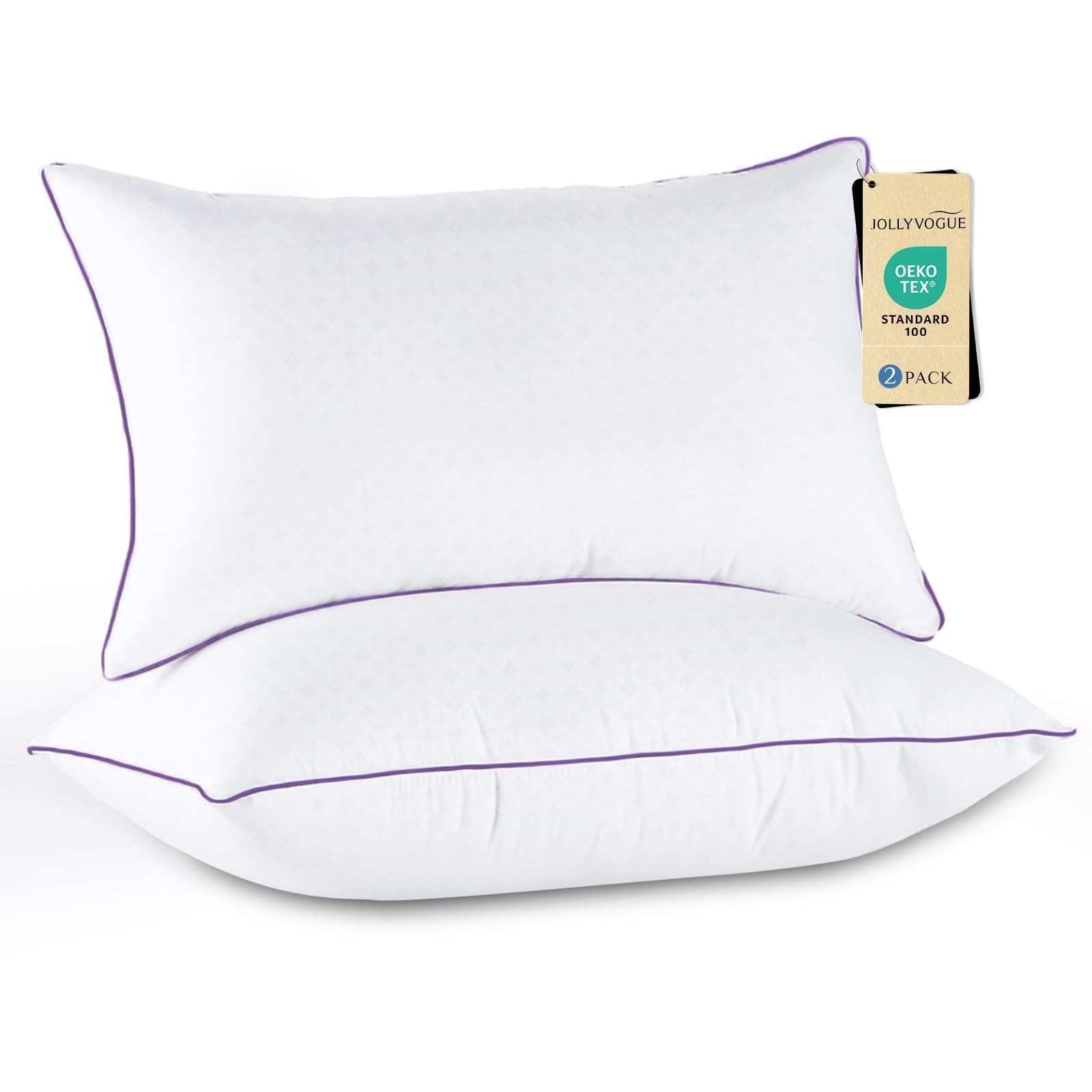 Firm Pillows Queen Size Set of 2, Supportive Bed Pillows with Oeko-Tex Certif...