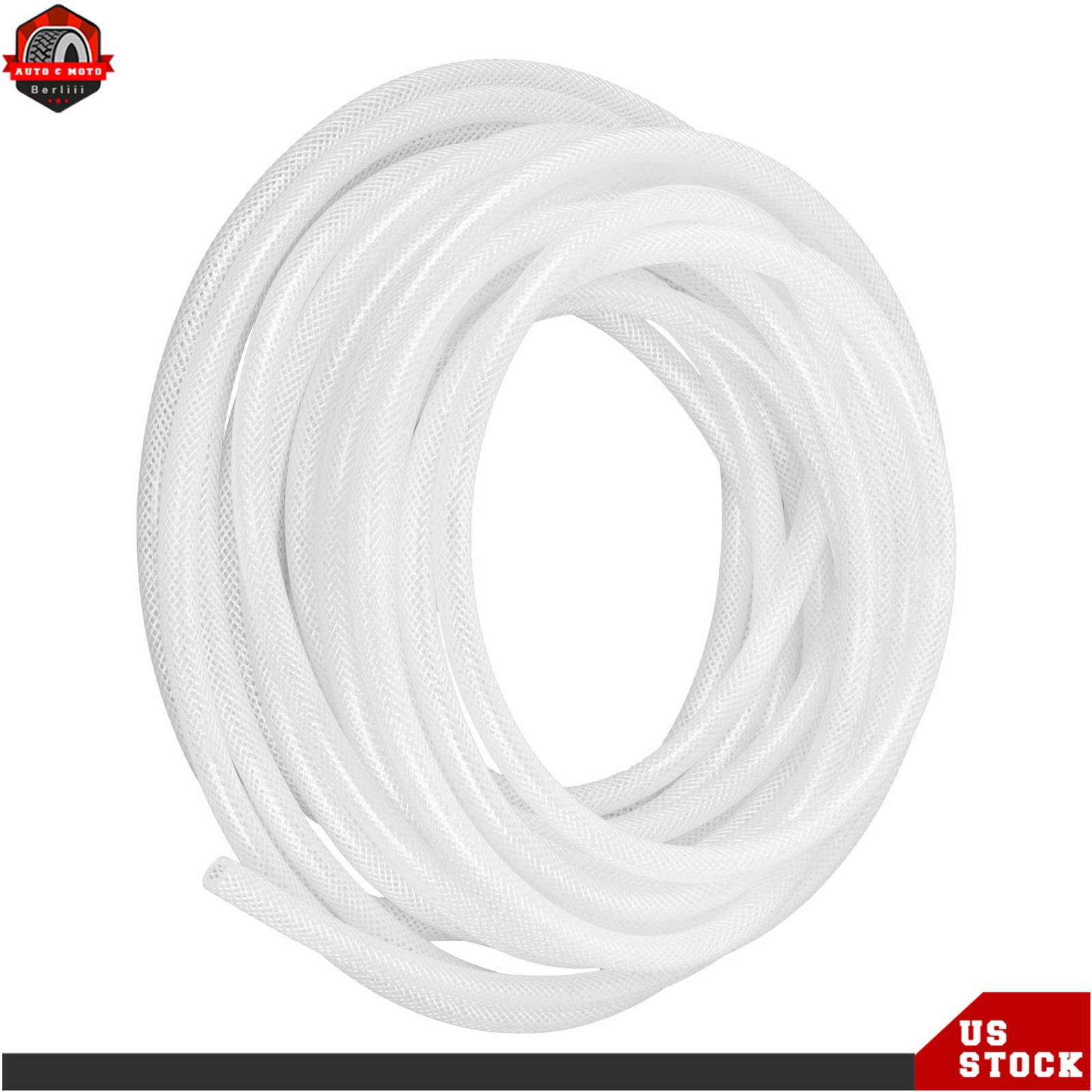 50 Ft High Pressure Braided Clear PVC Tube Vinyl Tubing 1/4" ID × 7/16" OD 15Bar