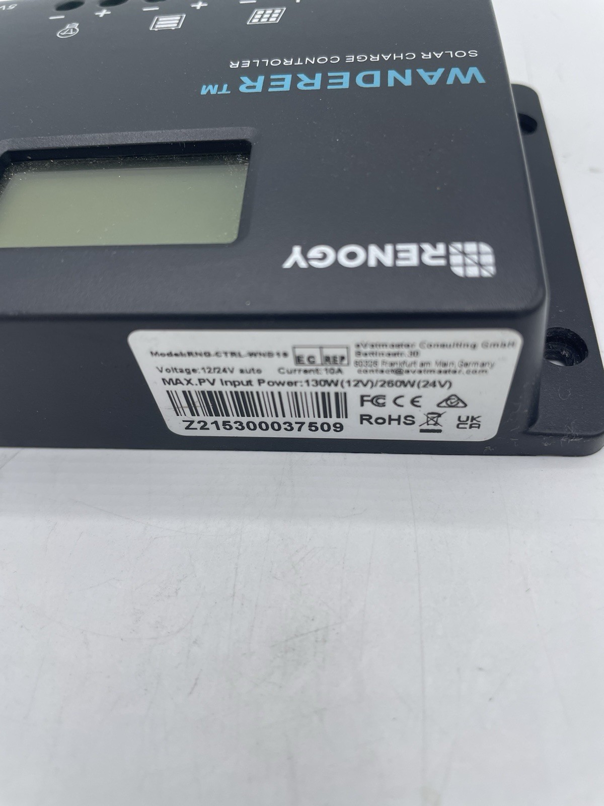 Renogy 10 Amp 12V/24V PWM Negative Ground Solar Charge Controller Compact Design
