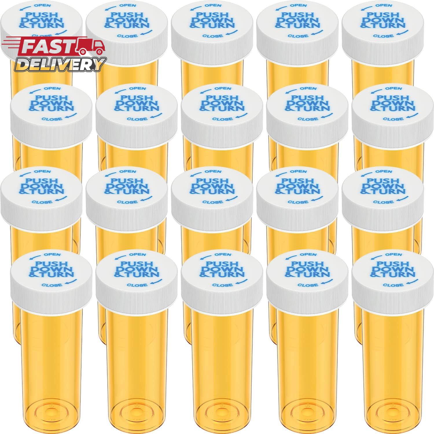 Empty Plastic Medicine Pill Bottles with Child Resistant Caps, 6 Dram Small Pres