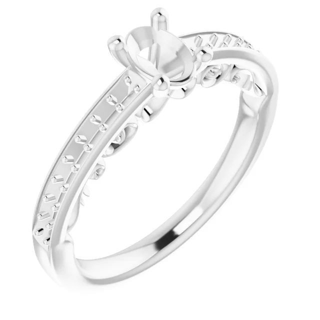 Women Engagement Semi Mount Ring Setting Oval 7x5 mm 925 Silver Natural Zircon