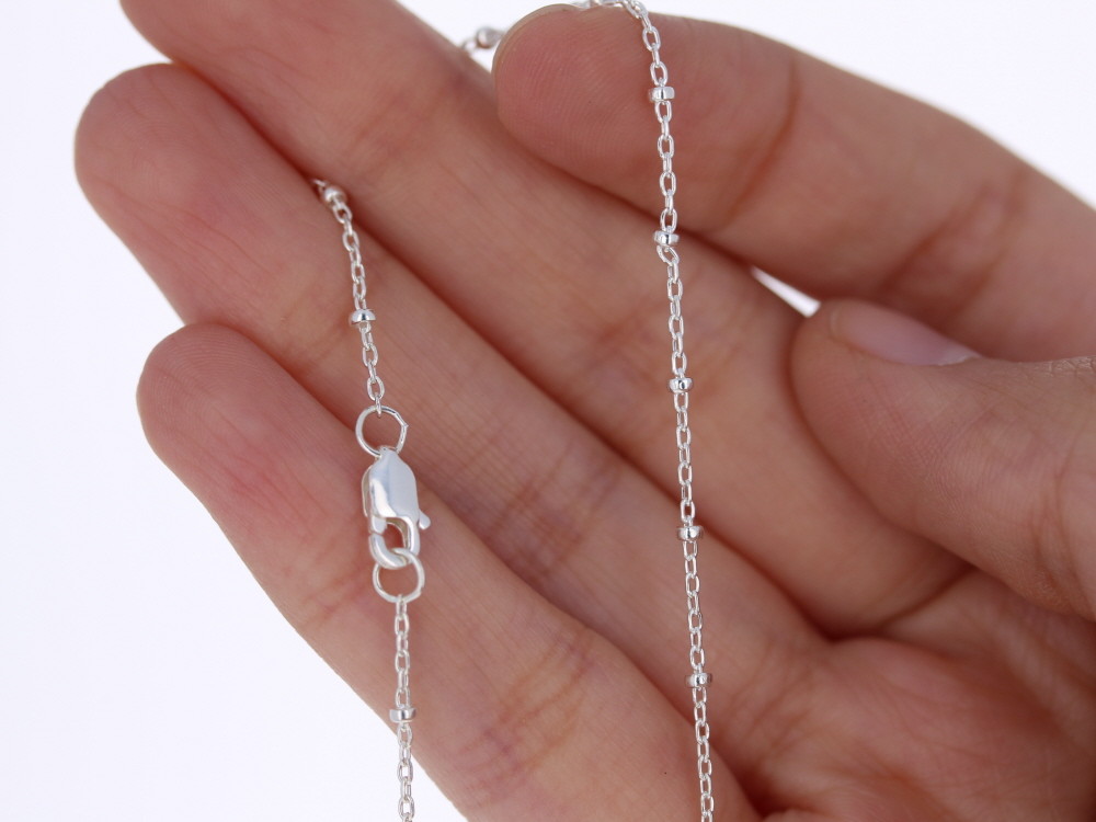 Sterling Silver Satellite Chain. .925 Solid Silver, 18 inch, 2mm Ball Design