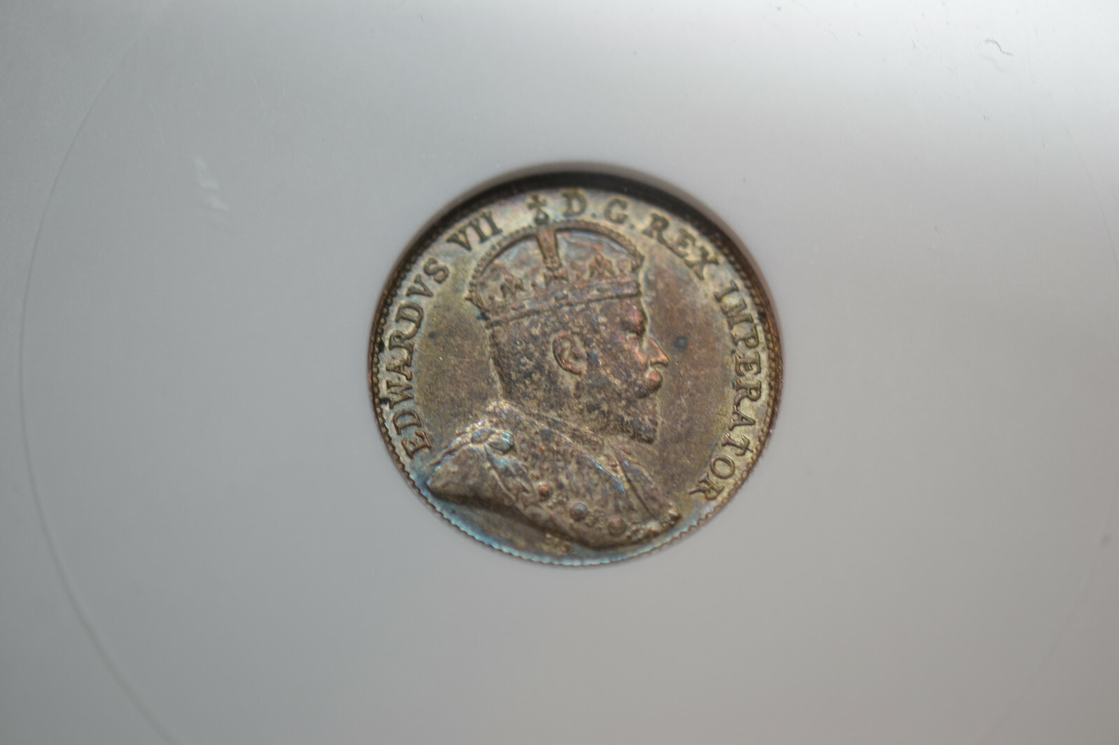Canada: 1909 Five Cents- ANACS AU-55. Maple Leaves.  Nice and original.