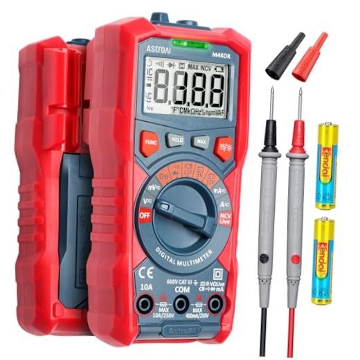 M4K0R Digital Multimeter, TRMS 4000 Counts 1.5V/9V/12V Battery Auto-Ranging
