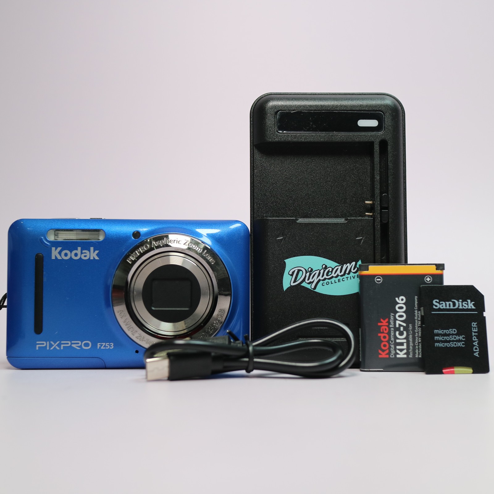 Kodak Digital Camera PixPro FZ53 16.1MP Blue Tested Full Working Set