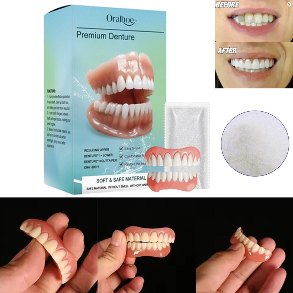 Snap on Veneers Teeth Temporary Tooth Replacement Kit Dentures False Teeth +Glue