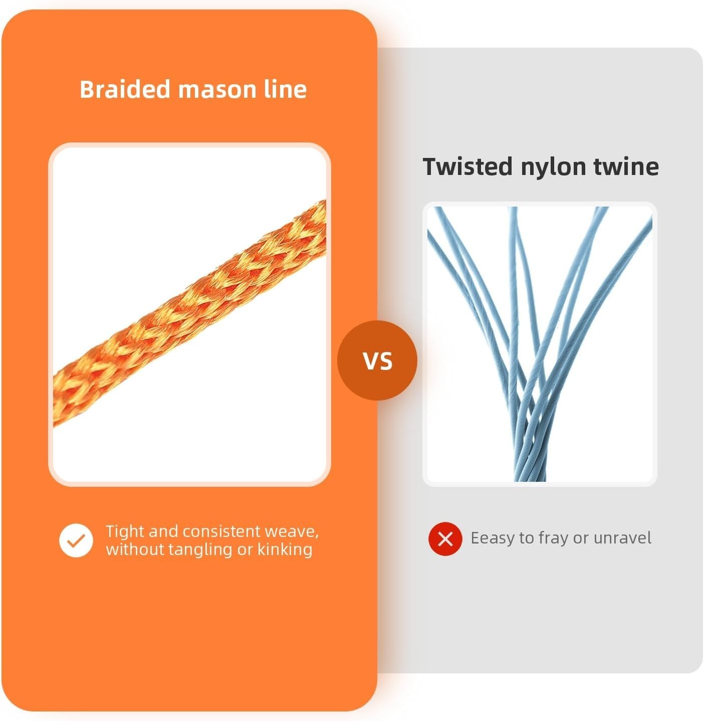 Romeda Mason Line #18, 500 Ft Orange String, Construction Twine for