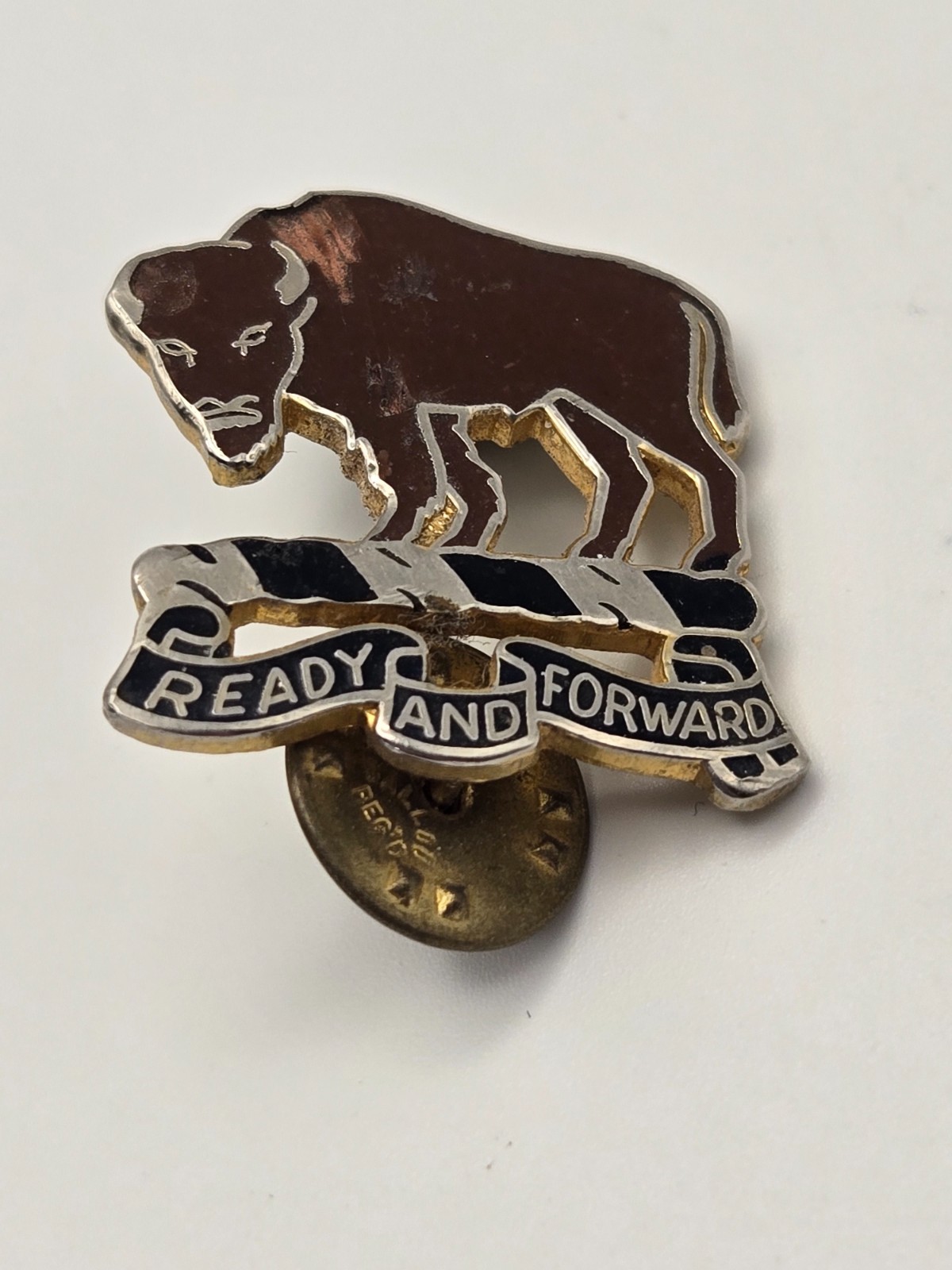 Vintage Army "Ready and Forward" 10th Cavalry Regiment DUI Pin
