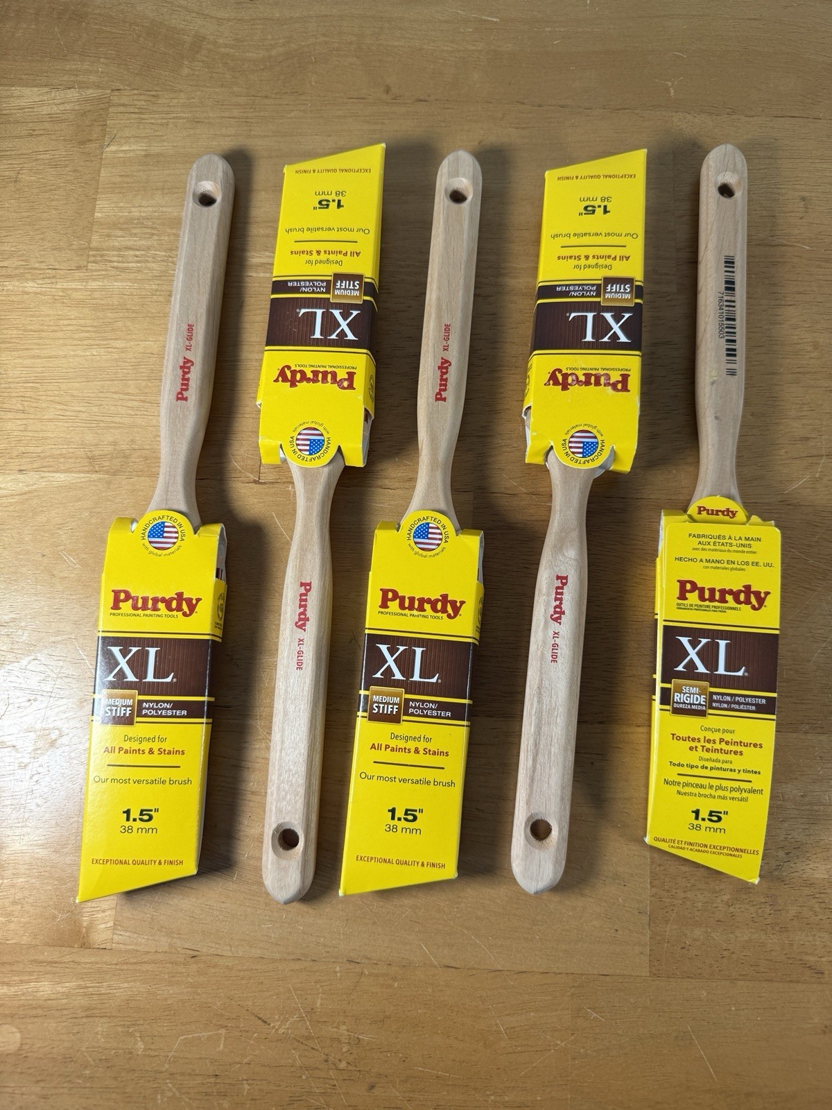 Purdy XL Glide 1.5" Paint Brush Medium Stiff Brush for All Paints (Pack of 5)