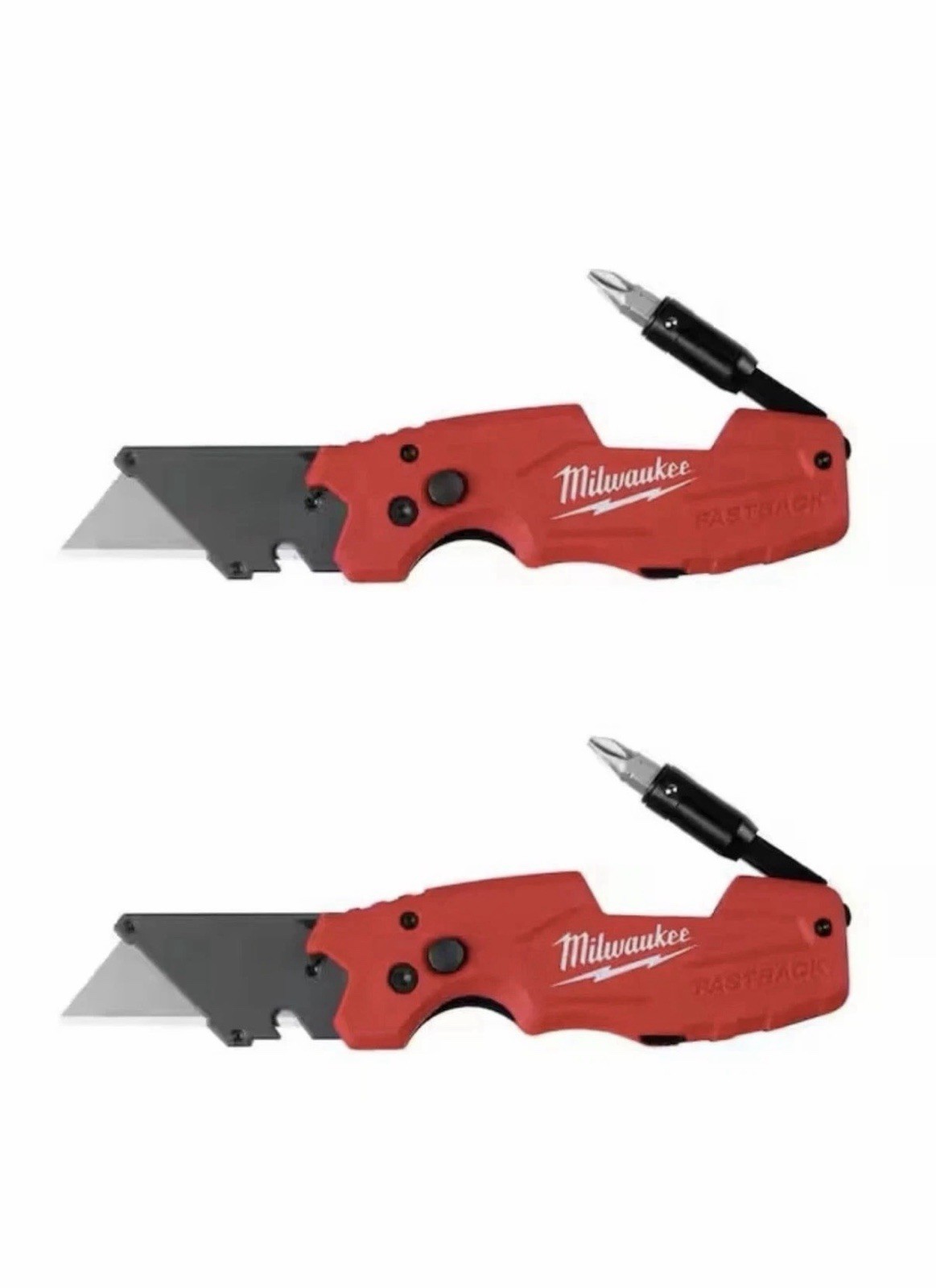 Milwaukee Fastback 6-In-1 Folding Utility Knife, Silver, Pack of 2, 48-22-1505D