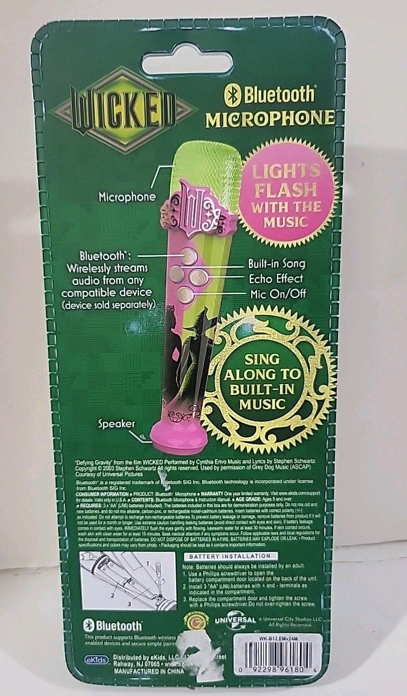 Wicked Bluetooth Karaoke Microphone, Stream Audio, Lights, Sing Along, NEW !