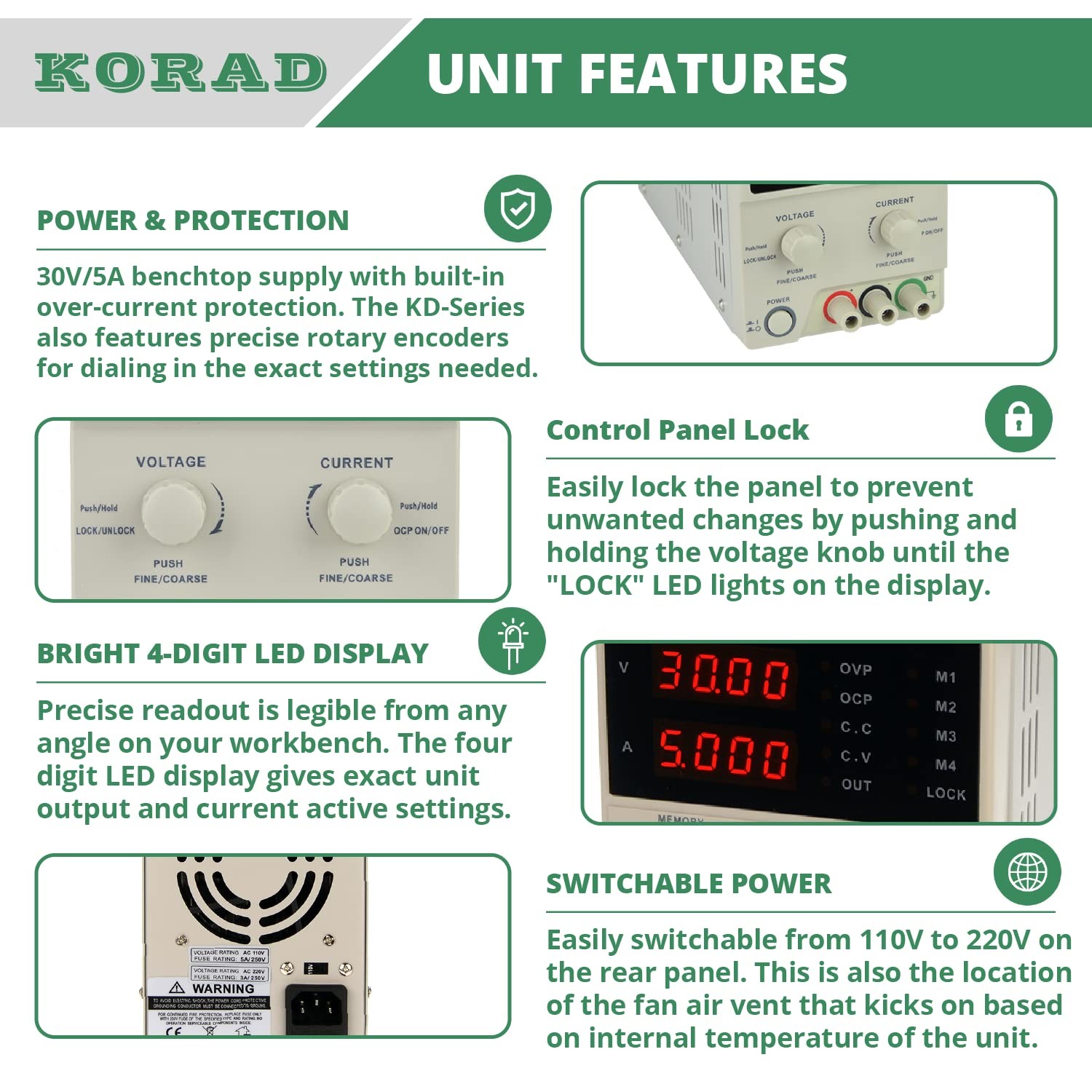 KORAD KD3005D - Precision Variable Adjustable 30V, 5A DC Linear Power Supply...