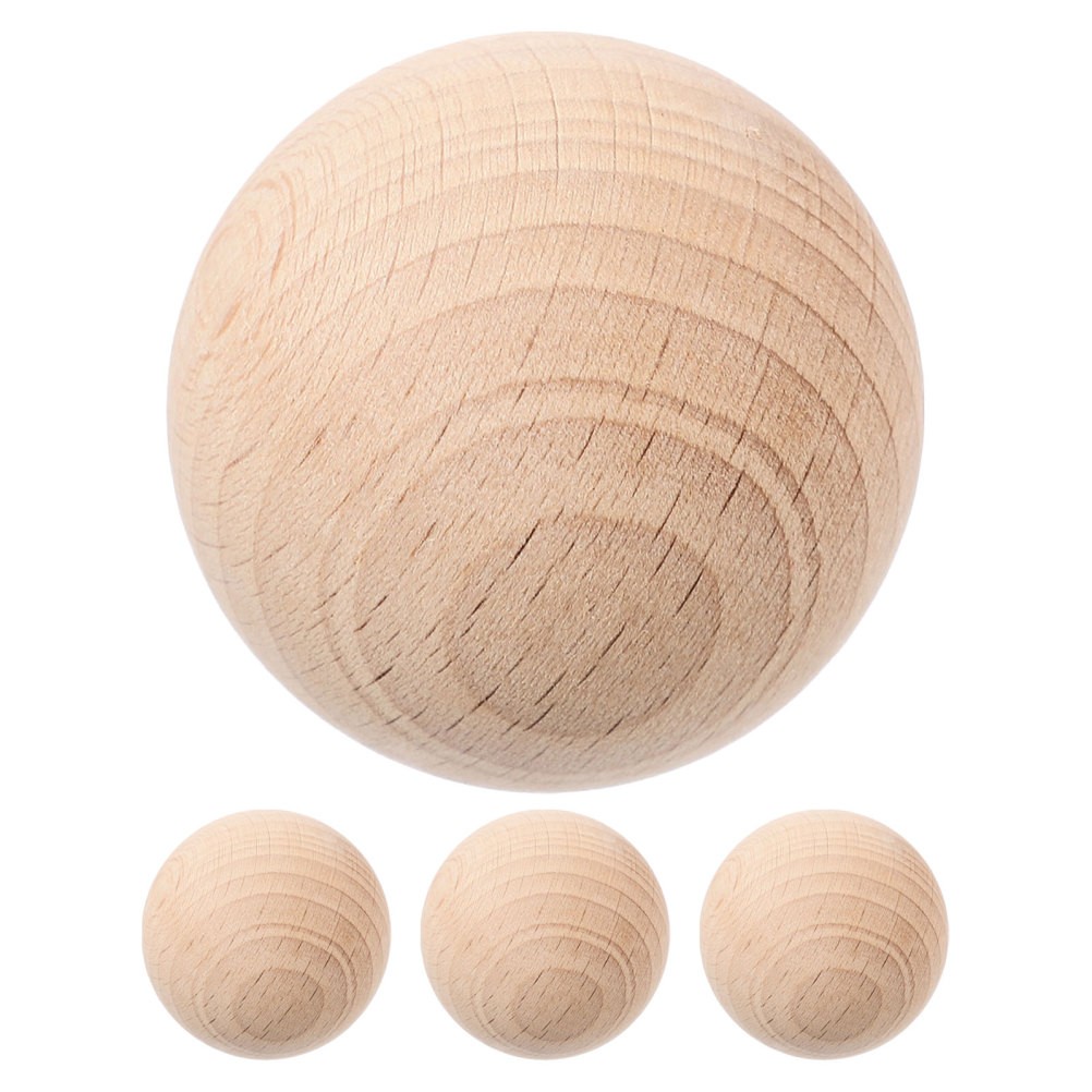 4pcs Lawn Croquet Balls Set Wood Rolling Unfinished 3.5 cm  Kid Party Toy