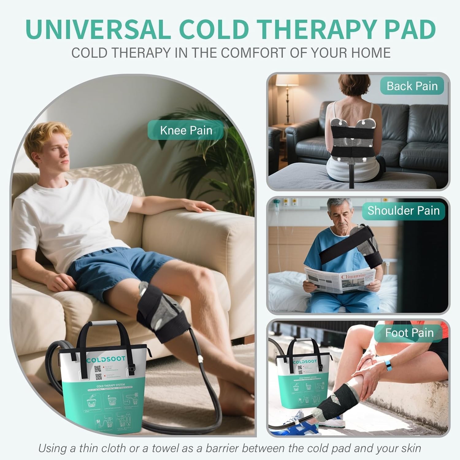 Cold Therapy Machine w Timer Ice Circulation Compression Pad Portable