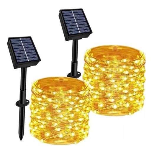 Solar String Lights Outdoor Waterproof Total 66ft 200LED 8 2 Pack Warm White