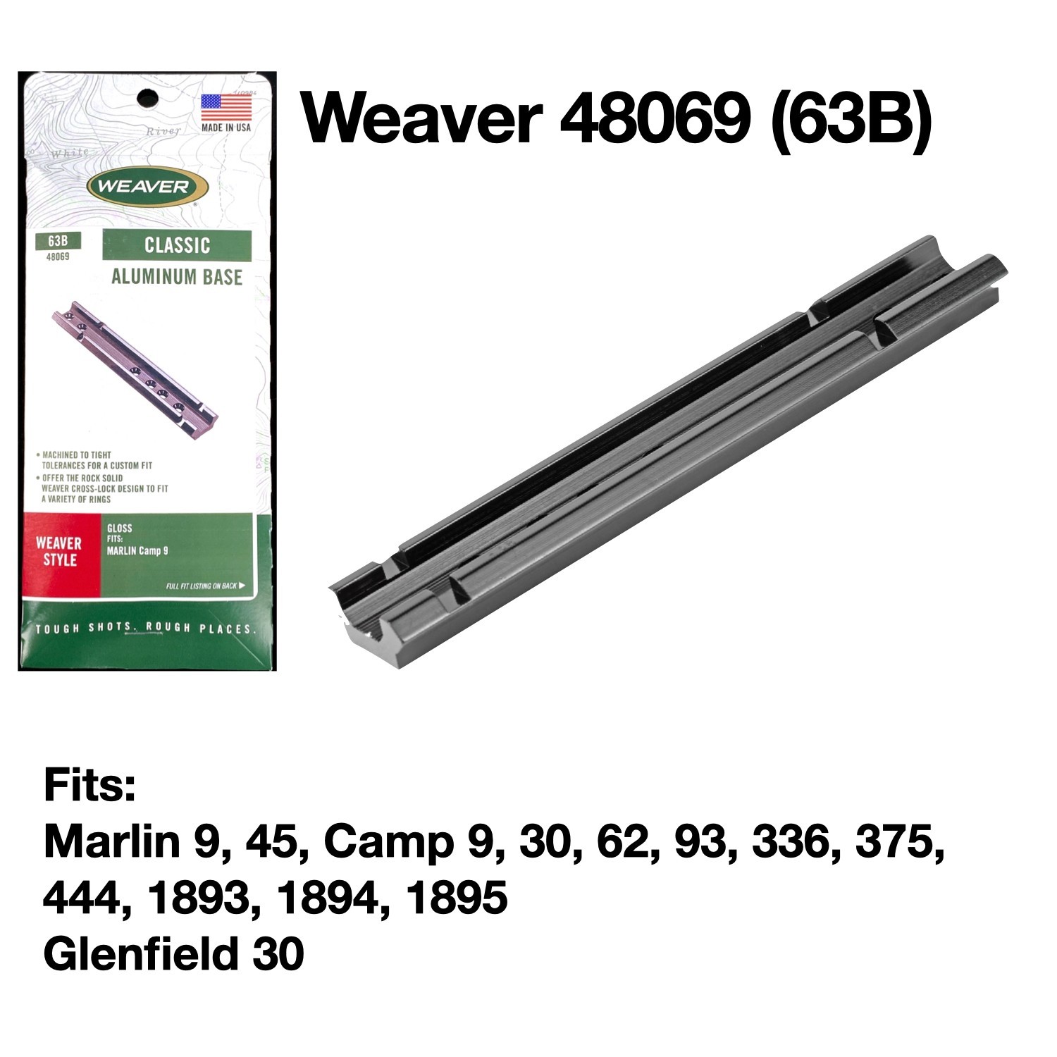 Weaver 63B Marlin Camp 9/45, 336, 1894, 1895, 444 Glenfield 30 Scope Base 48069