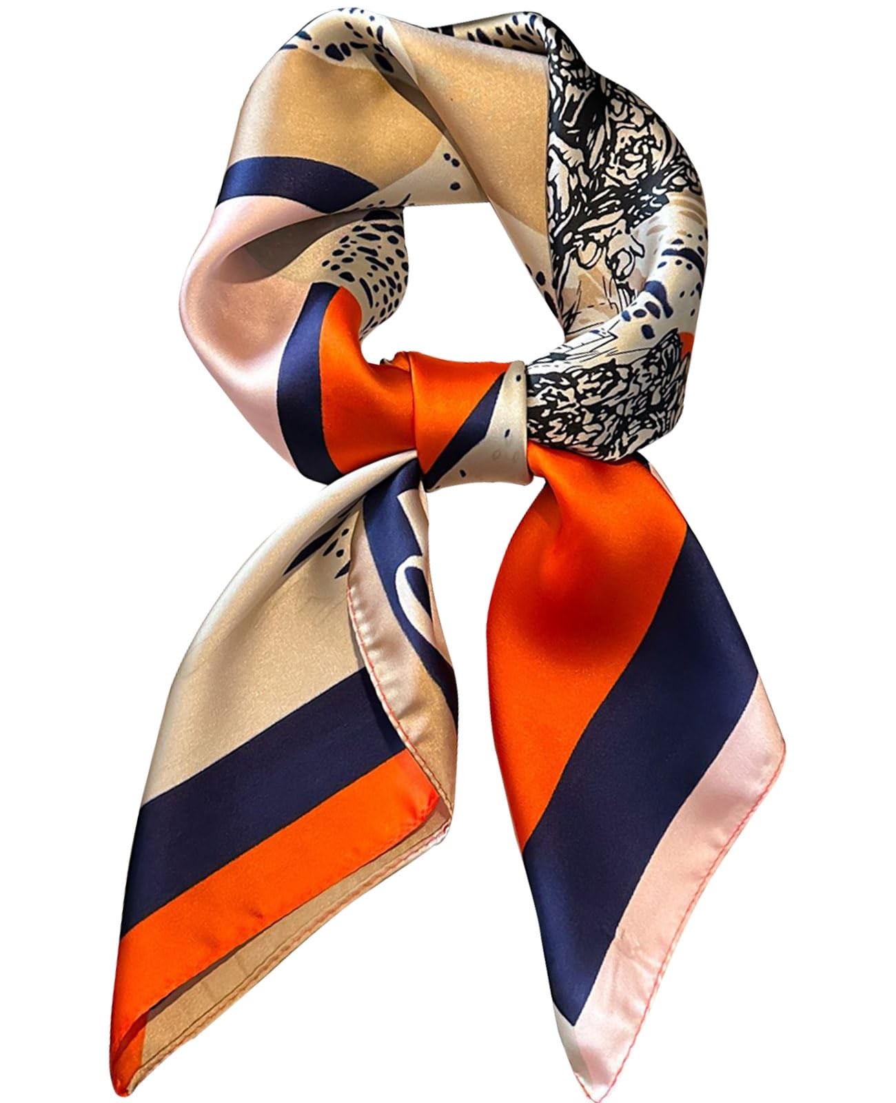 27.5" Mulberry Silk Feeling Head Scarf Women's Fashion Square Neck Satin Scar...