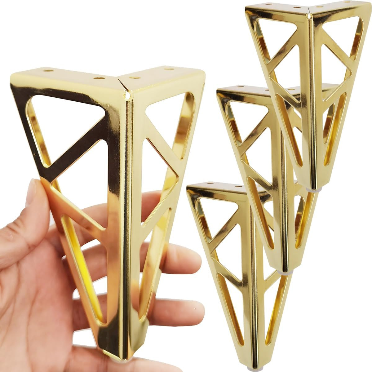 6 Inch Gold Furniture Legs Heavy Duty Metal Furniture Feet, Golden Sofa/Cabinet/