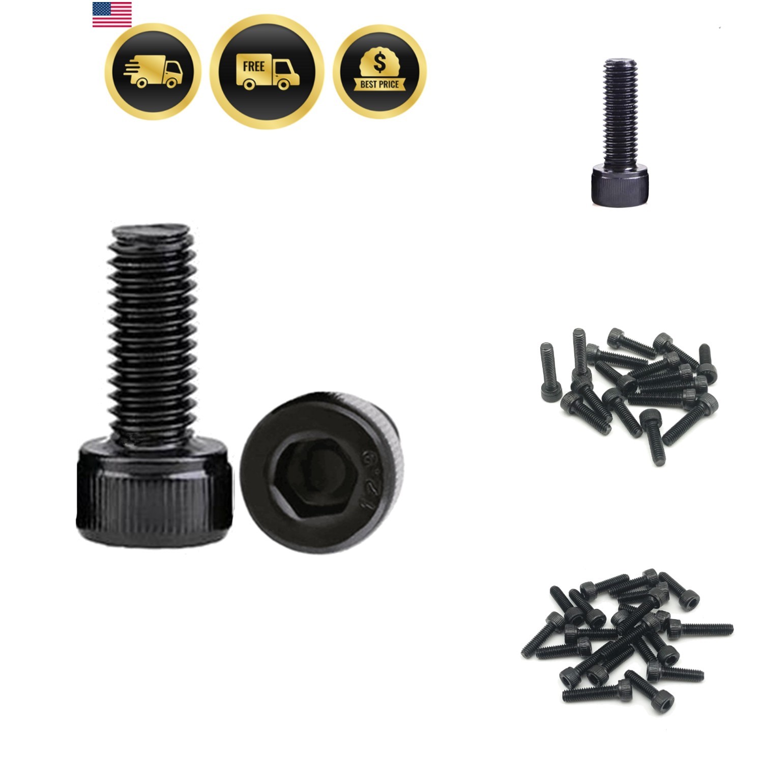 100pcs M3 x 8mm 12.9 Grade Alloy Steel Hex Socket Head Cap Screws Bolts,Black...