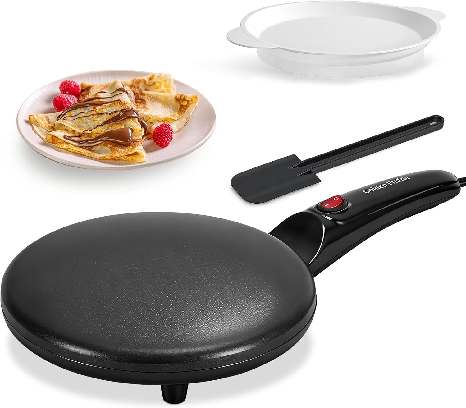 Electric Crepe Maker, 8" Crepe Pan Nonstick with Batter Spreader & Dipping Tray,