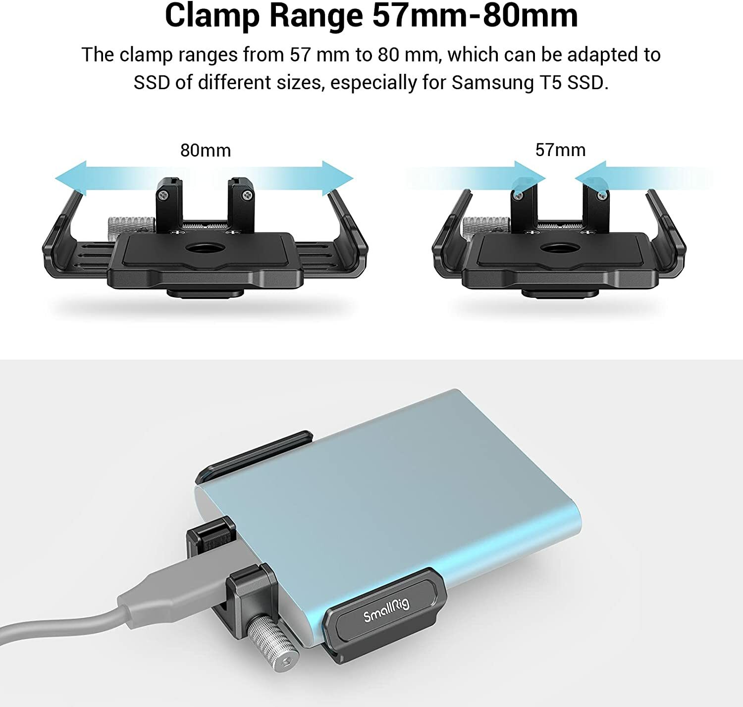 SmallRig SSD Mount Bracket SSD Holder for Samsung T5/T7 SSD 3272