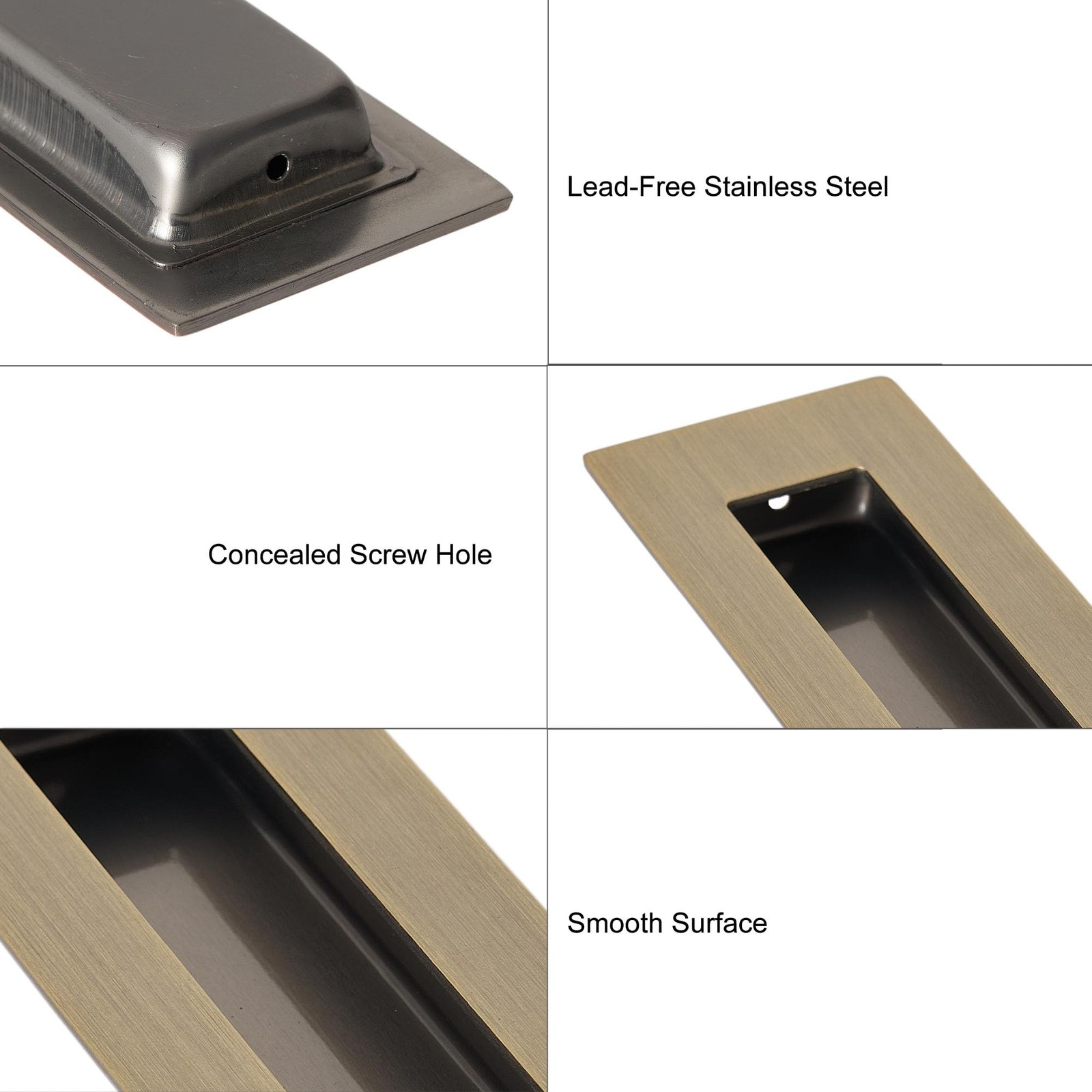 6" Recessed Door Pulls Flush Finger Pull Handle Bronze 2 Pack Barn Closet