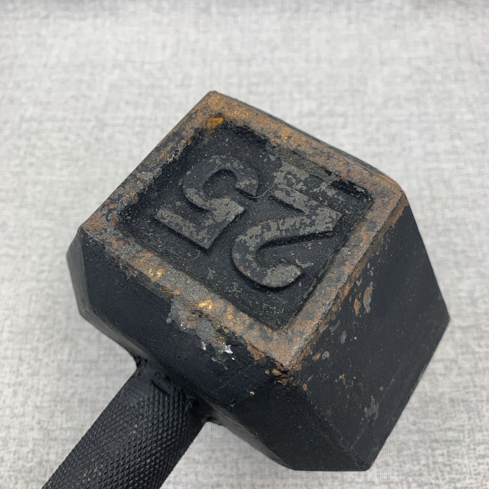 Vintage York 25 lbs Round Dumbells Pair - Hexagon Head