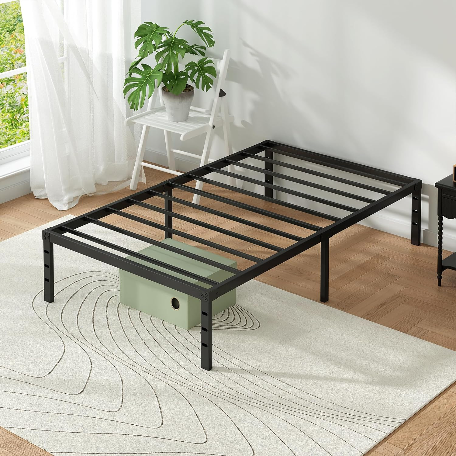 Metal Platform Bed Frame Twin Size, 14 Inch Height with Heavy Duty Steel Support