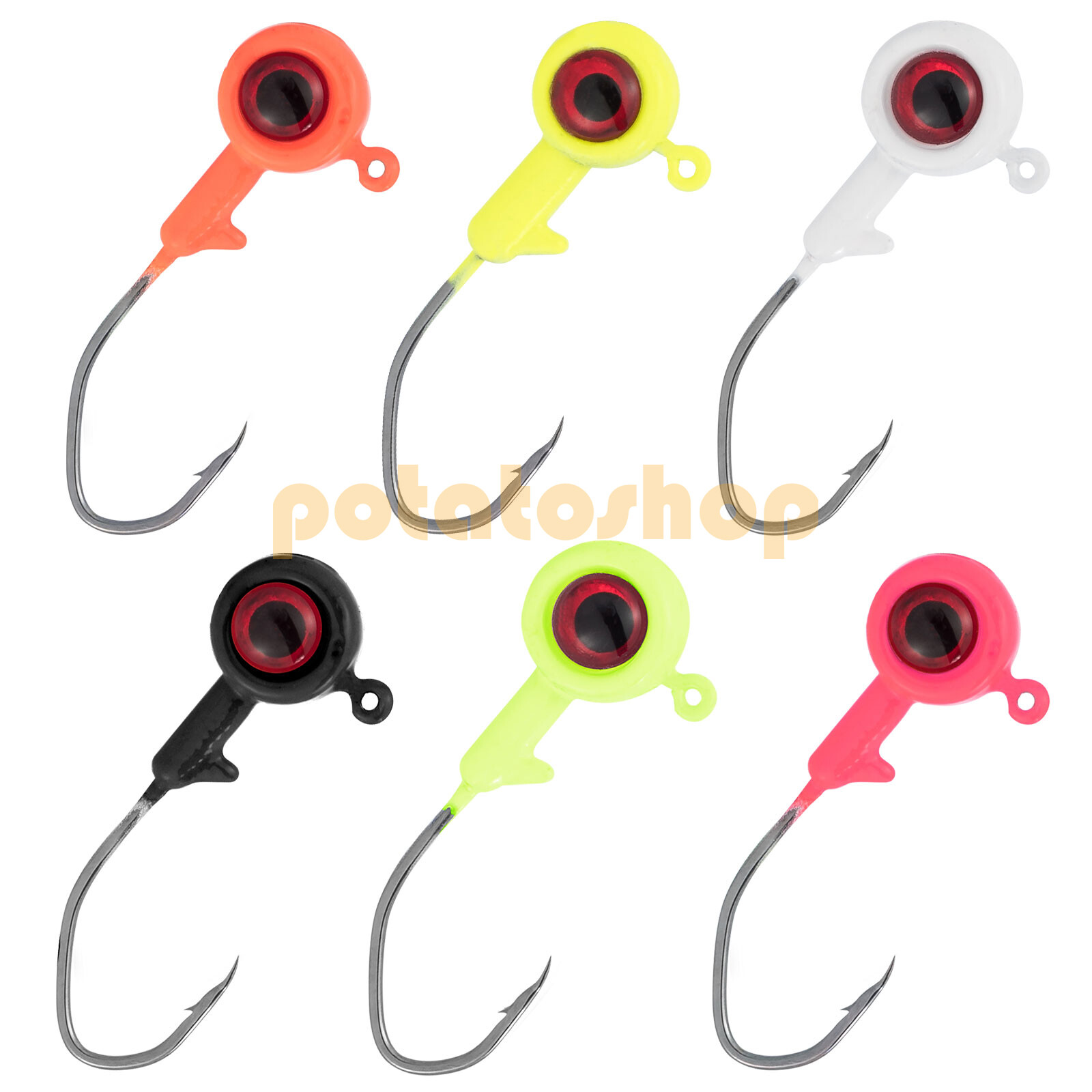 30/50pcs Fishing Jig Head Hooks Crappie Jig 1/32oz -1/8oz 3D Eye Lead Lure Bass