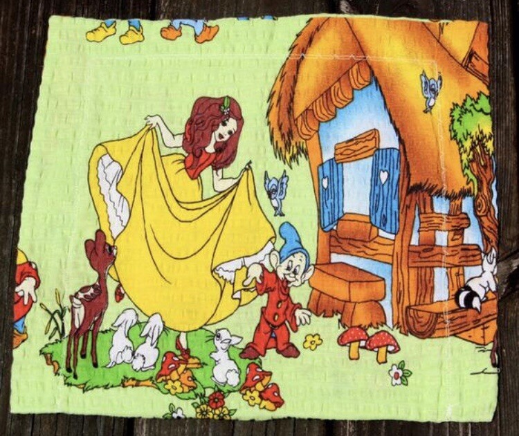 Vintage Walt Disney Snow White and the Seven Dwarves Dopey Pillow Case Cover