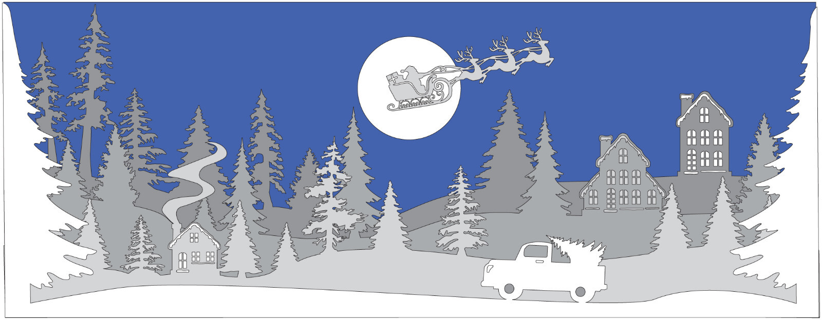 Shadowbox Christmas Landscape 10 -  Lasercut for MDF board Digital File Download