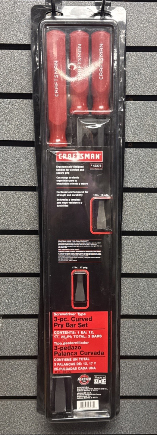 Craftsman 3 Piece Curved Pry Bar Set USA | New in Package | 943278 | Ships Fast