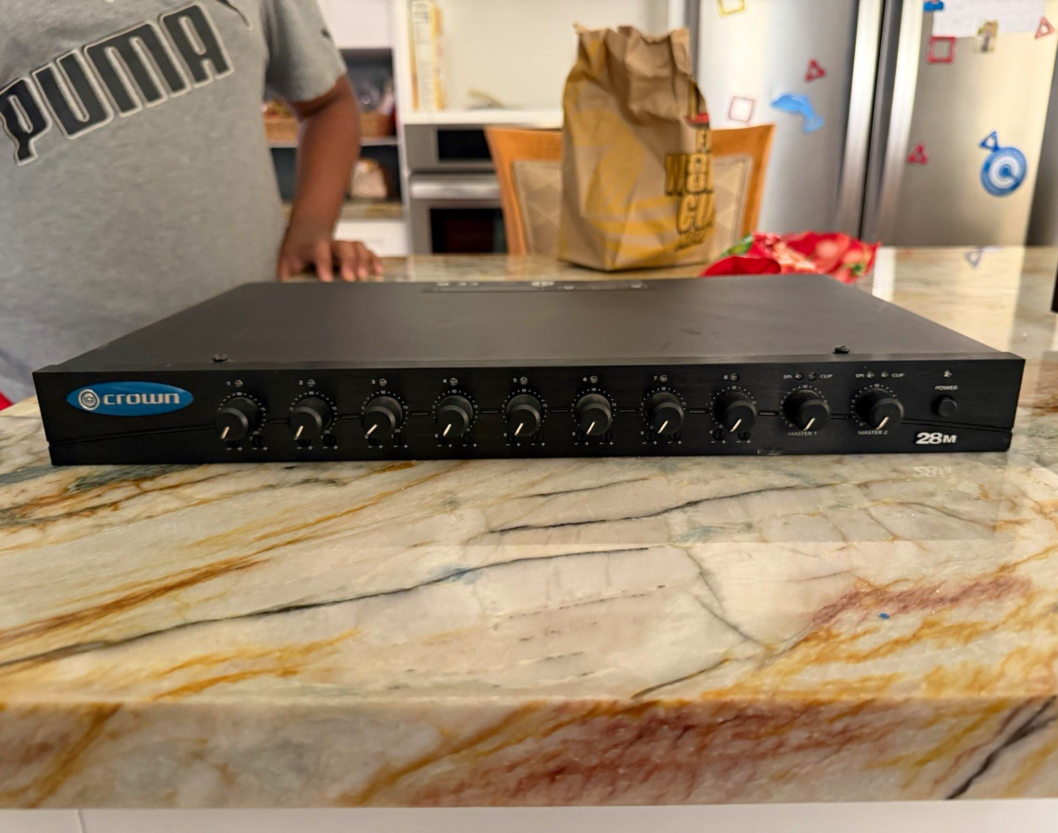Crown 28M 8-Channel Rackmount Mixer Amplifier Black RCA/Terminal Block I/O
