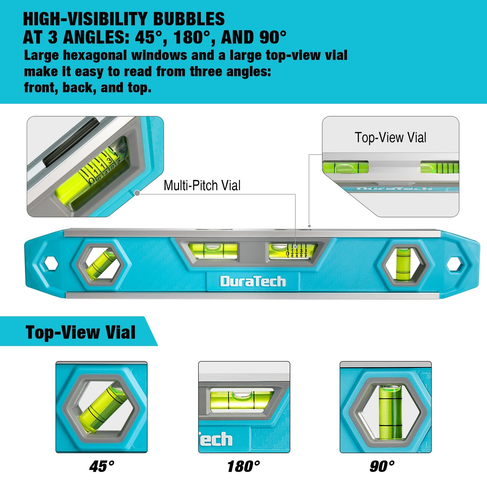 Turquoise 12 Inch Magnetic Torpedo Level Tool