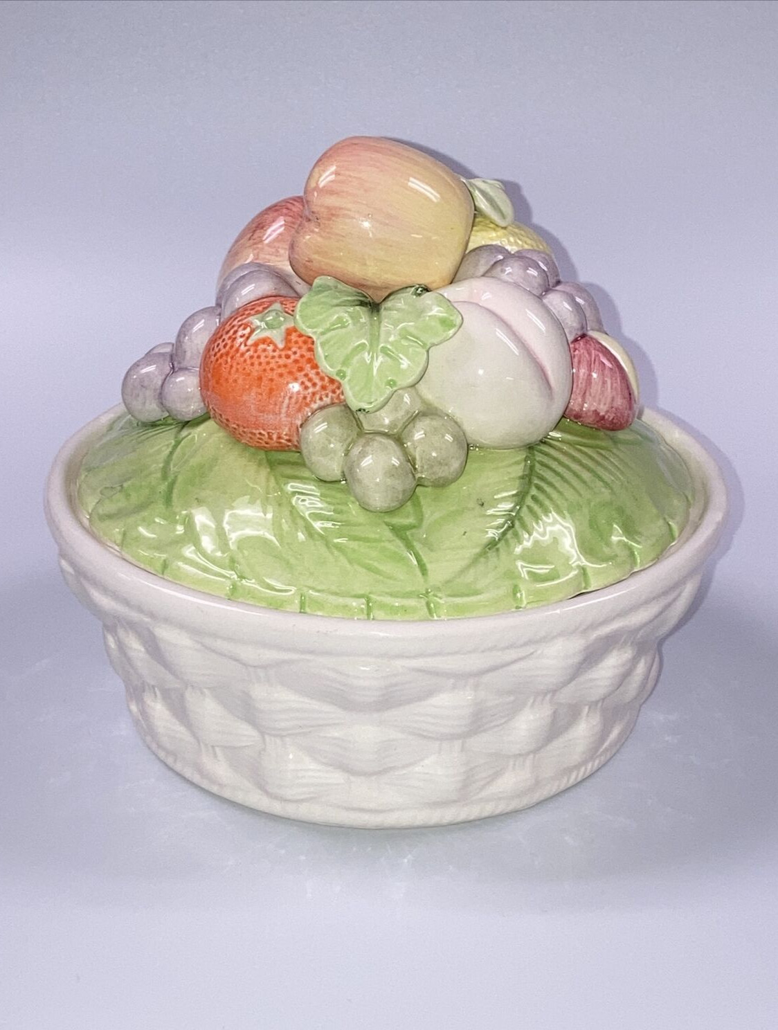 Elizabeth Arden Ceramic Basket Fruit Covered Dish Japan