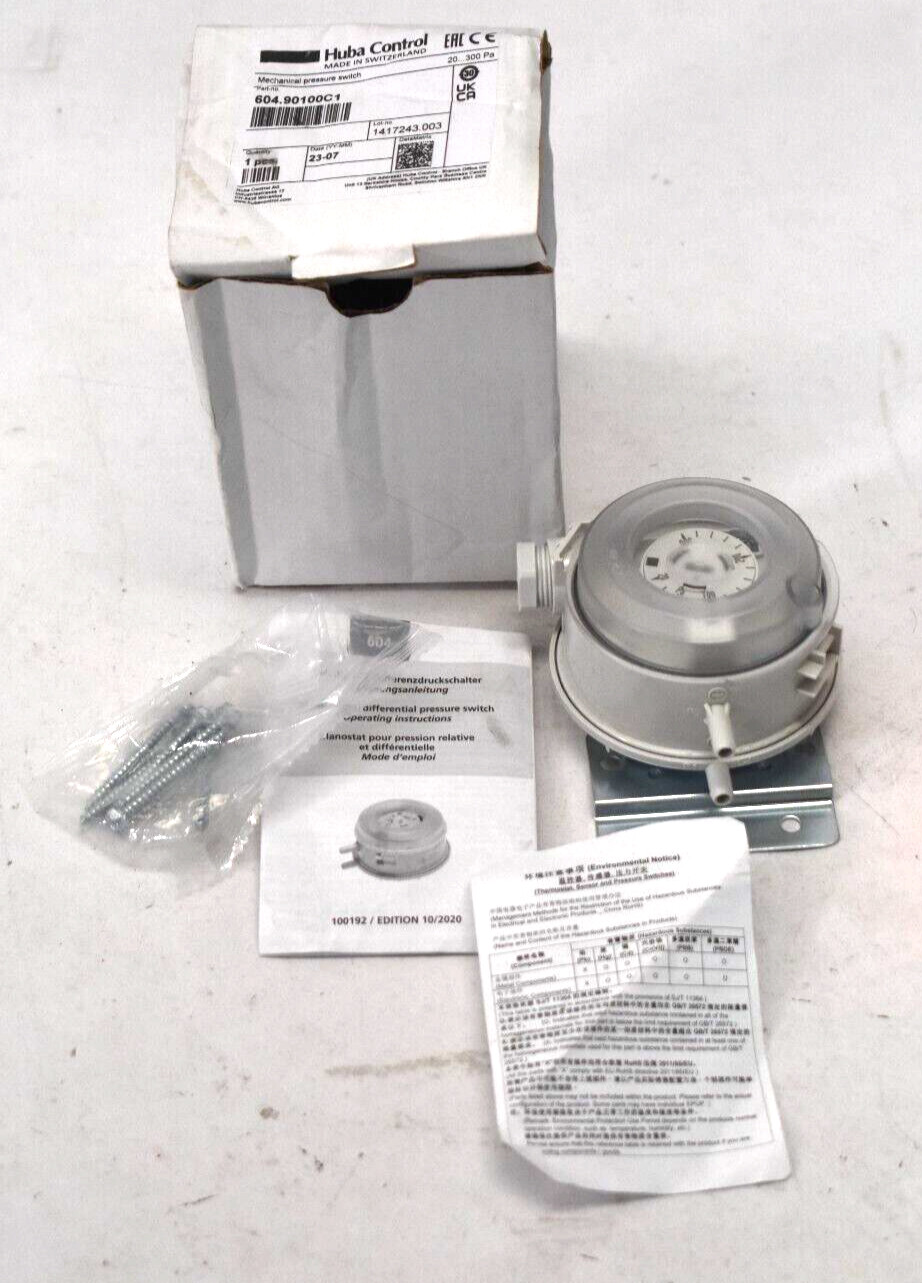 Huba Control Mechanical Pressure Switch 604 Series 604.90100C1 20-300 Pa