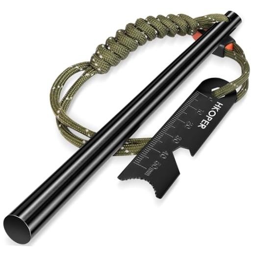 Ferro Rod Fire Starter with Striker, Flint and Steel Fire Starter, 6" x 3/8"