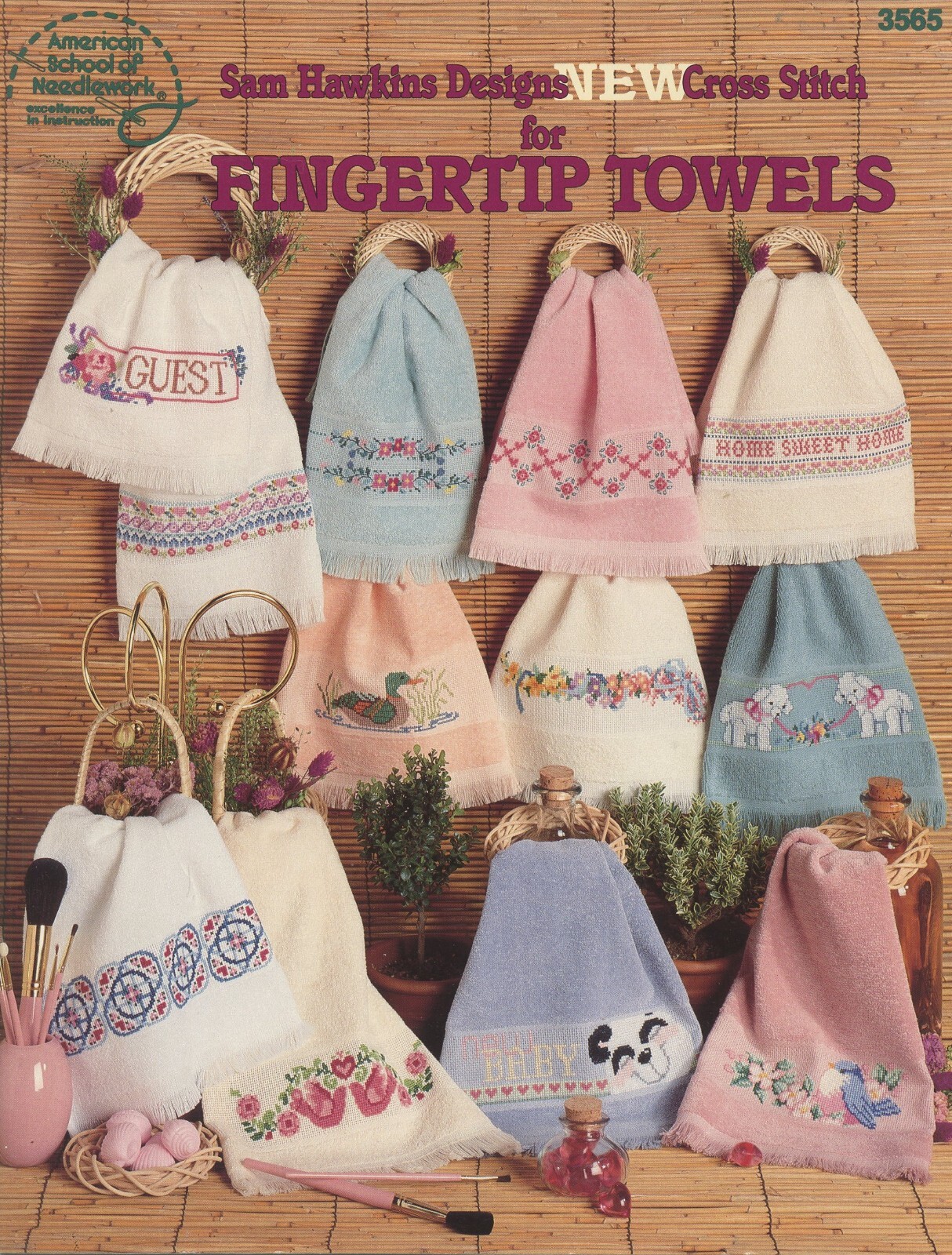 American School of Needlework Cross Stitch Fingertip Towels Leaflet 3565