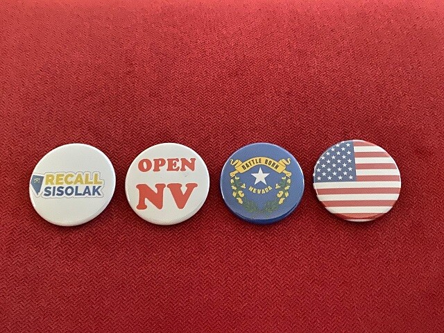 Recall Sisolak Open Nevada (pack 2) - 3 x 1.75" pin-back buttons