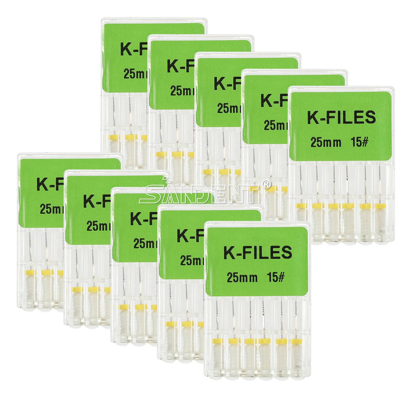 SANDENT Dental Endo 25mm stainless steel K-file 6-file per blister