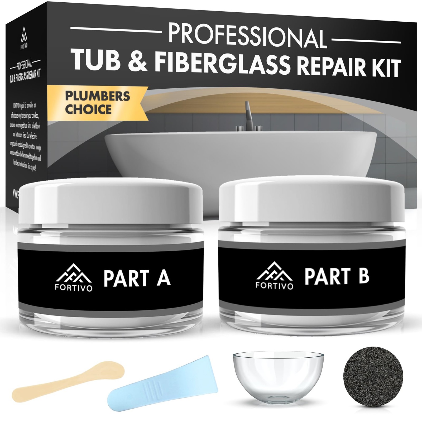 White Porcelain Repair Kit, Fiberglass Tub Repair for Sink, Shower, Counterto...
