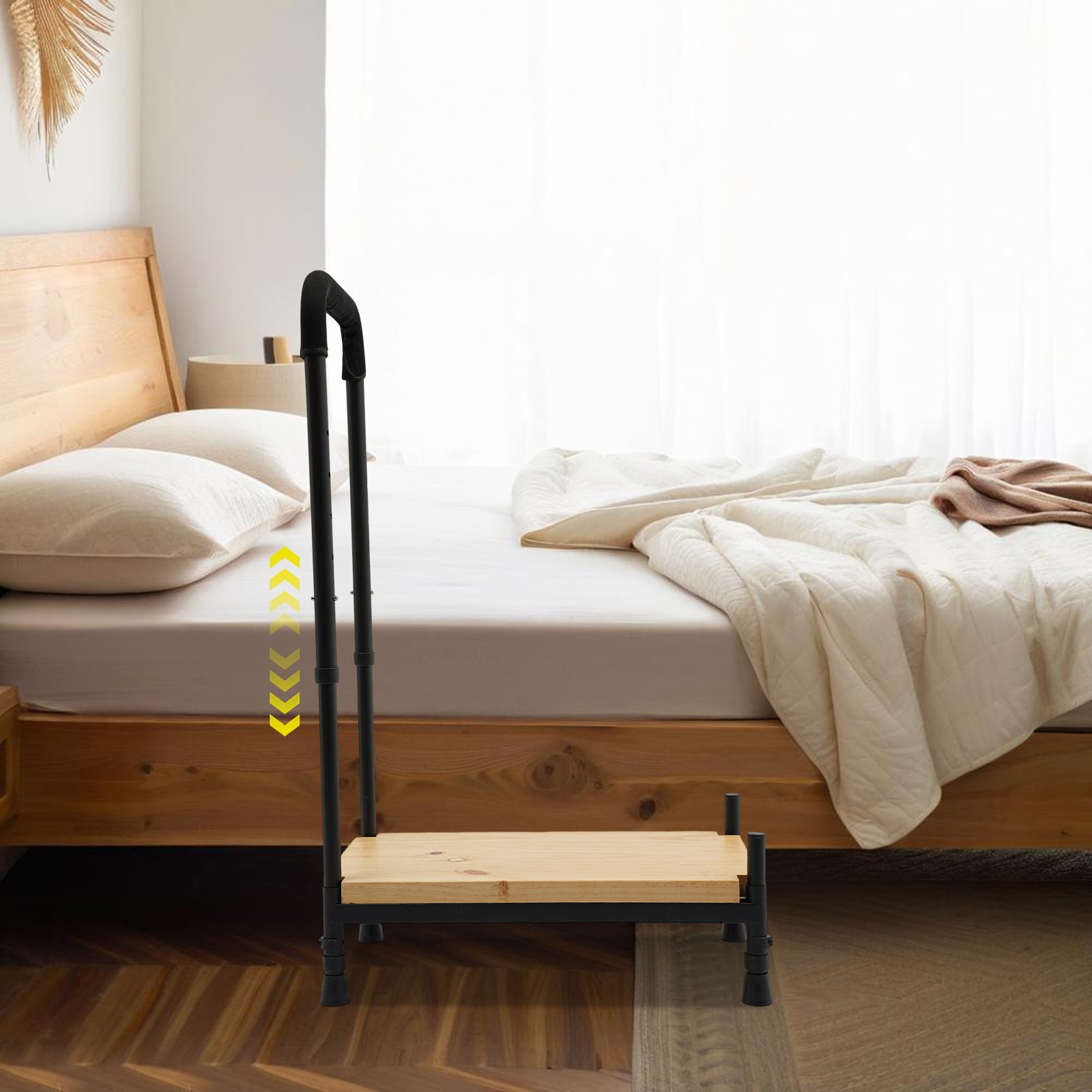 Freestanding Adjustable Height Bedside Step Stool Soft Foam Load 181kg For Eldly