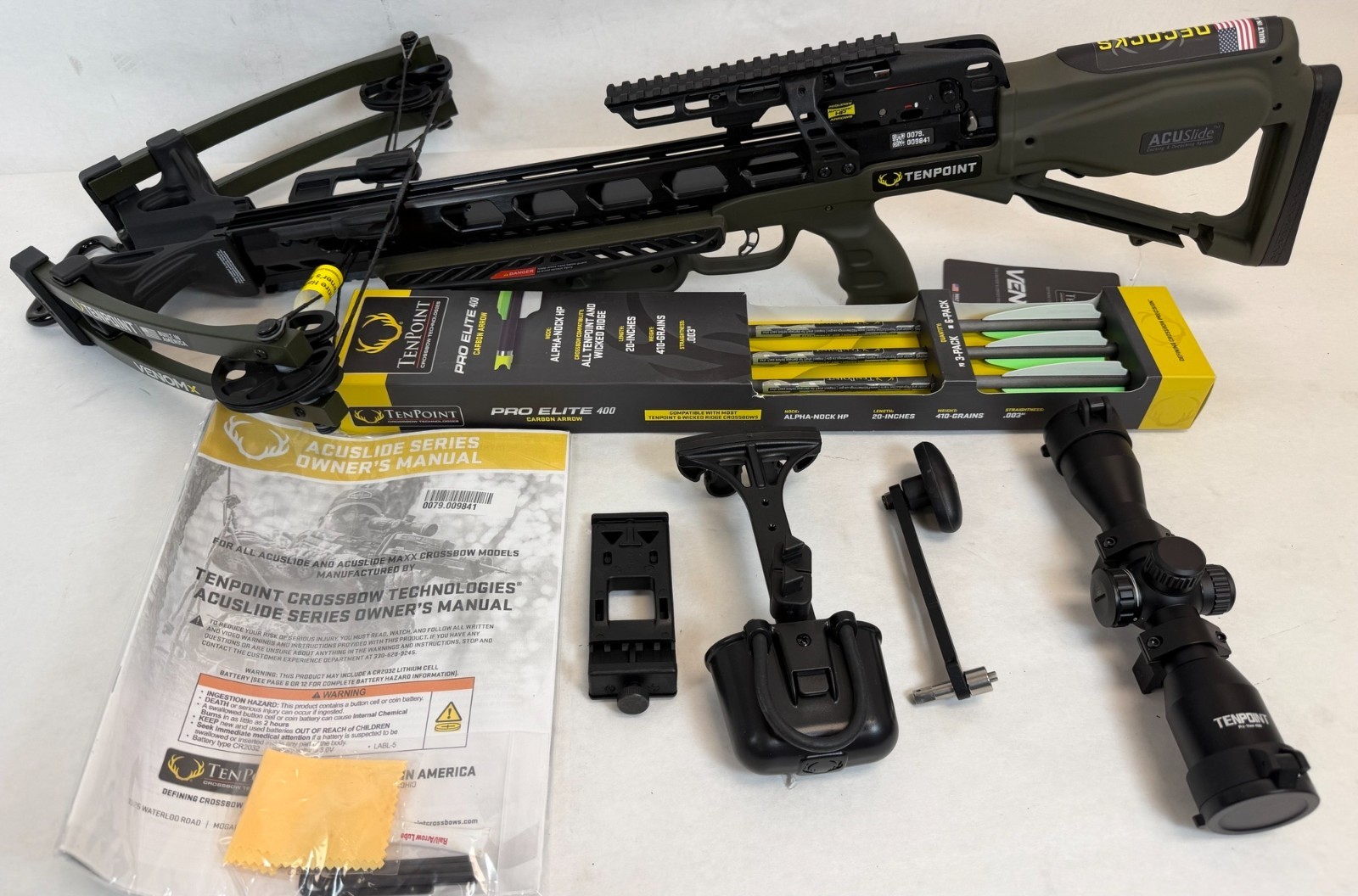TenPoint Venom X ACUslide Pro View 400 Scope Moss Green CB24007-1559