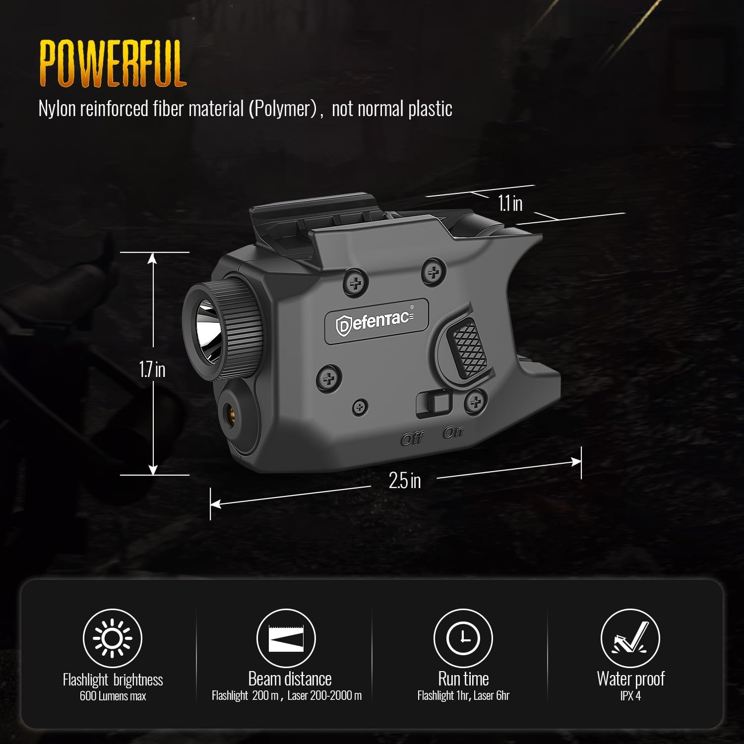 600 Lumens Pistol Light Laser Combo Is Compatible with Hellcat 3 Inch Micro-Comp