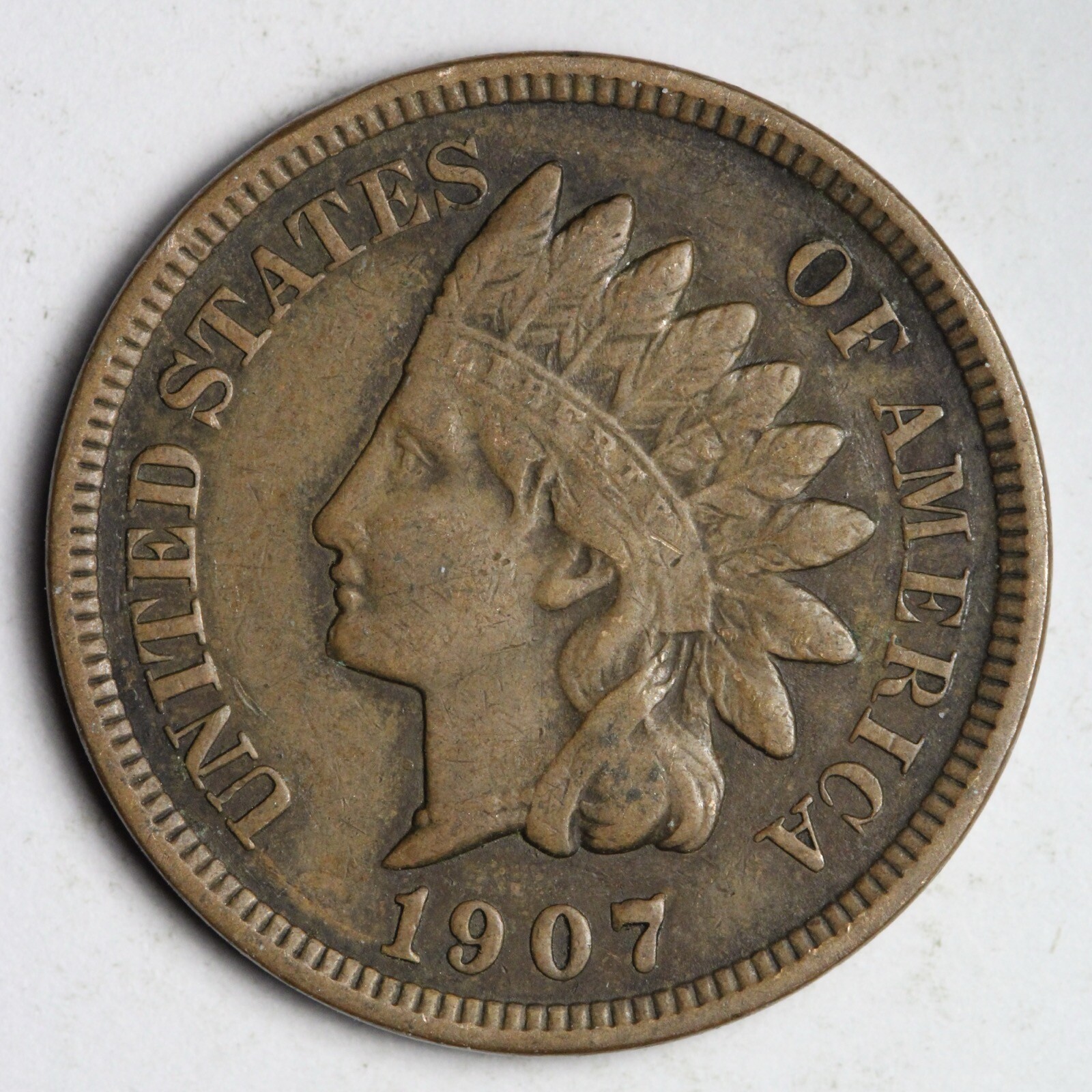 1907 Indian Head Cent Penny XF E187 T
