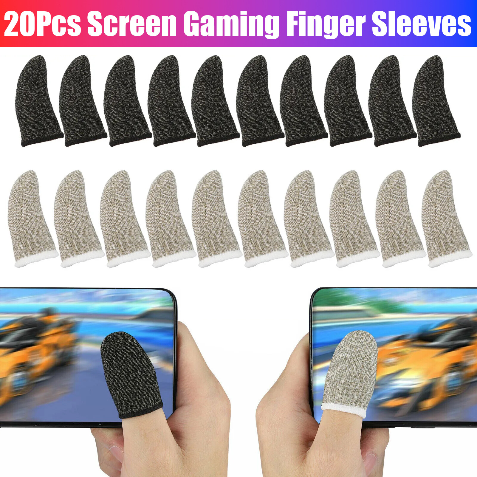 20Pcs Screen PUBG Gaming Finger Sleeve Game Controller Mobile Sweatproof Gloves