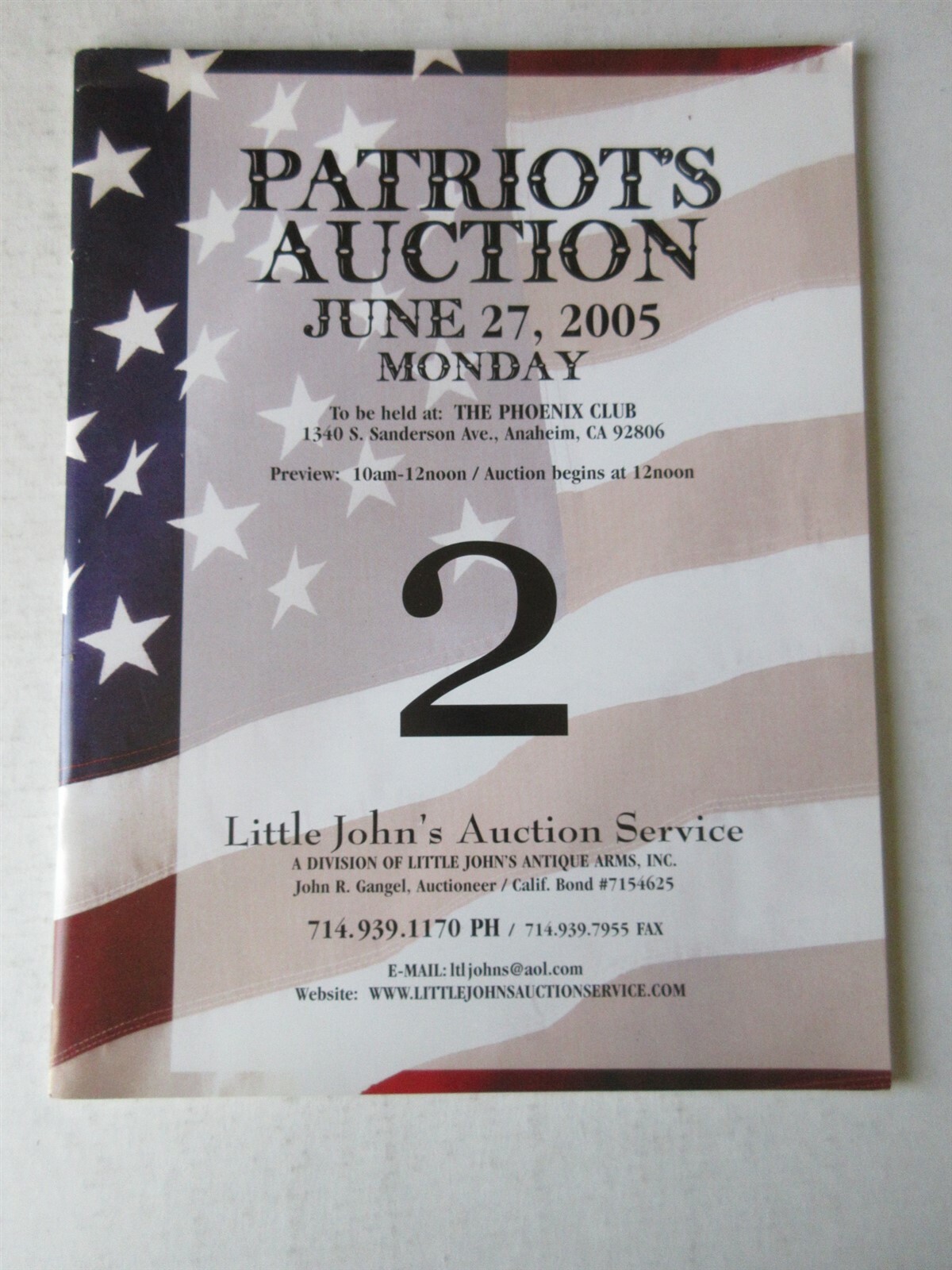 Patriots Auction Catalog June 27, 2005 Little John's Auctions