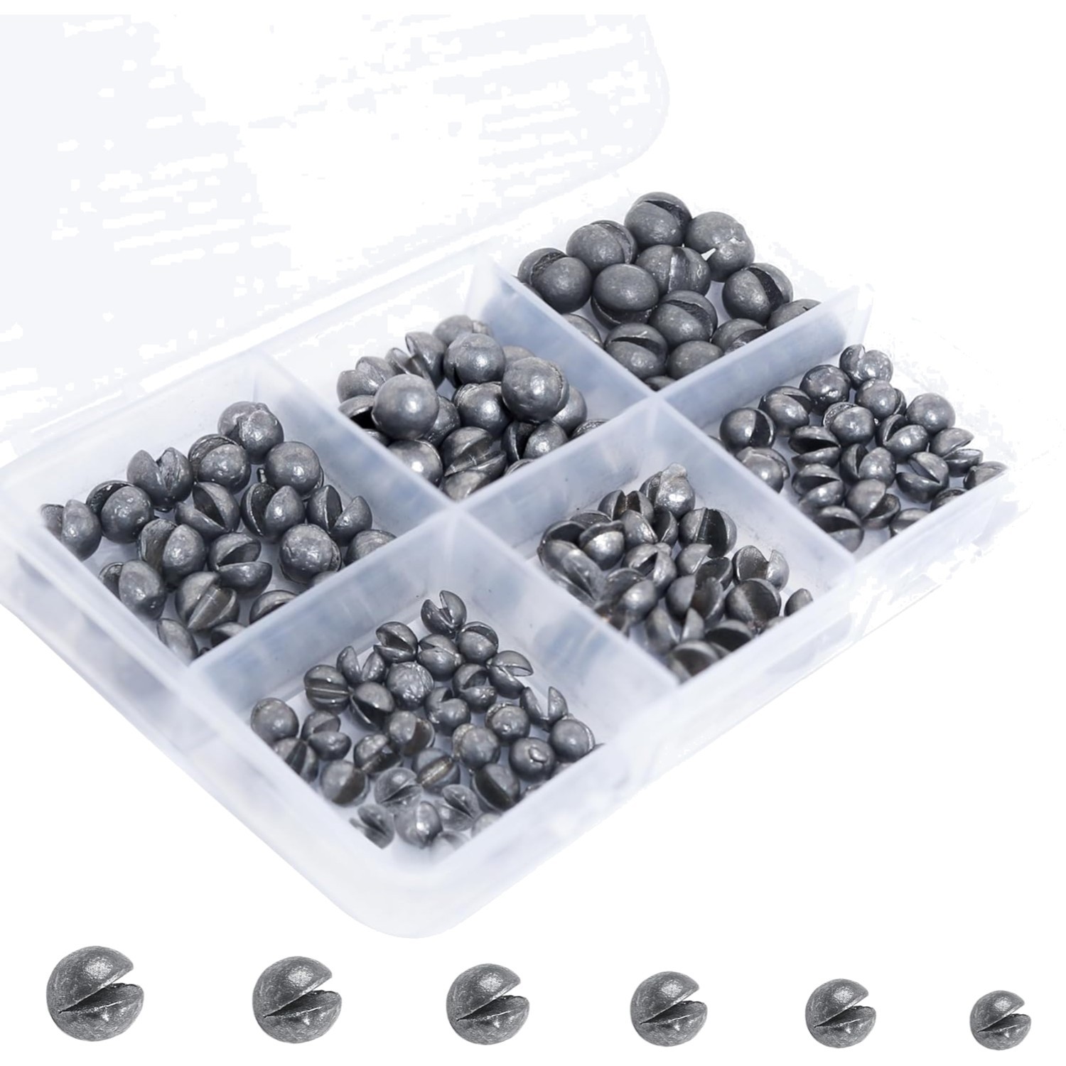 Removable Fishing Sinkers Set, 125pcs Round Weights for Freshwater Fishing